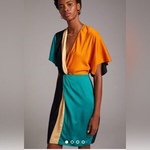 Anthropologie Let Me Be Color Block Dress Large